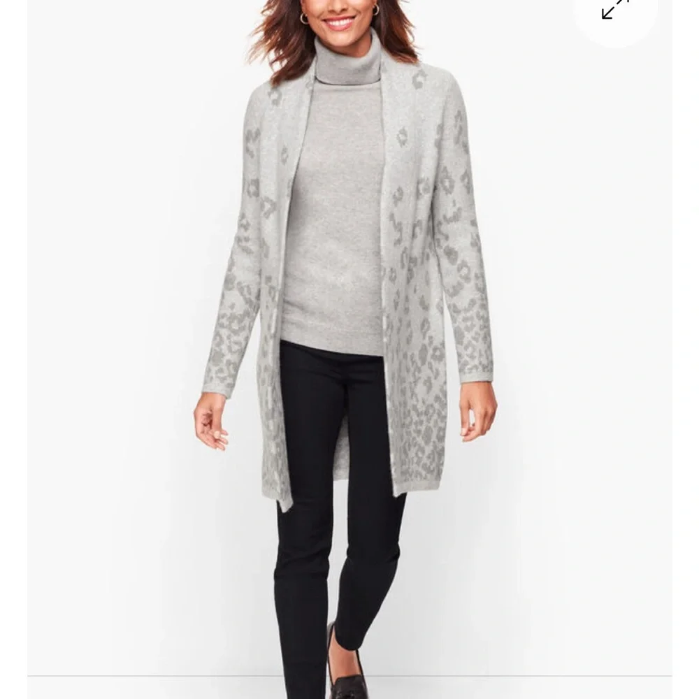 Ombre Animal Print Flyaway Cardigan Talbots MP - Picture 2 of 7